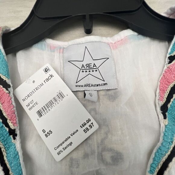 Area Stars Womens Sz S MAYAN Wrap Dress White Midi Embroidered NWT $150 - Picture 12 of 12